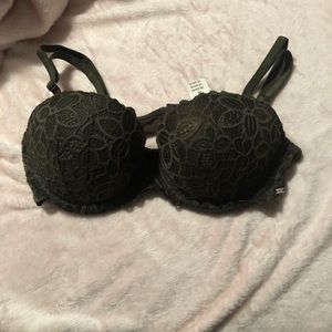 Olive green lace bra
